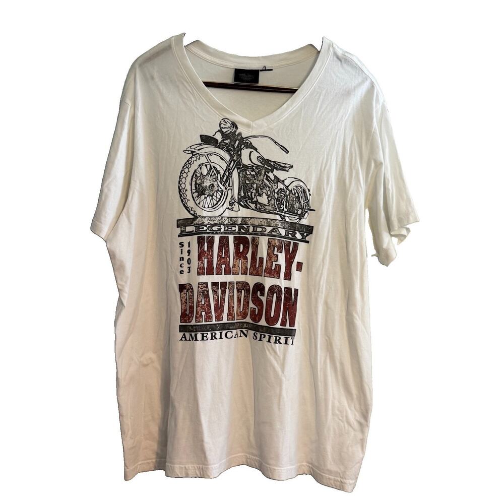 Harley Davidson T Shirt Mens 2XL White American Spirit Logo Graphic T Shirt
